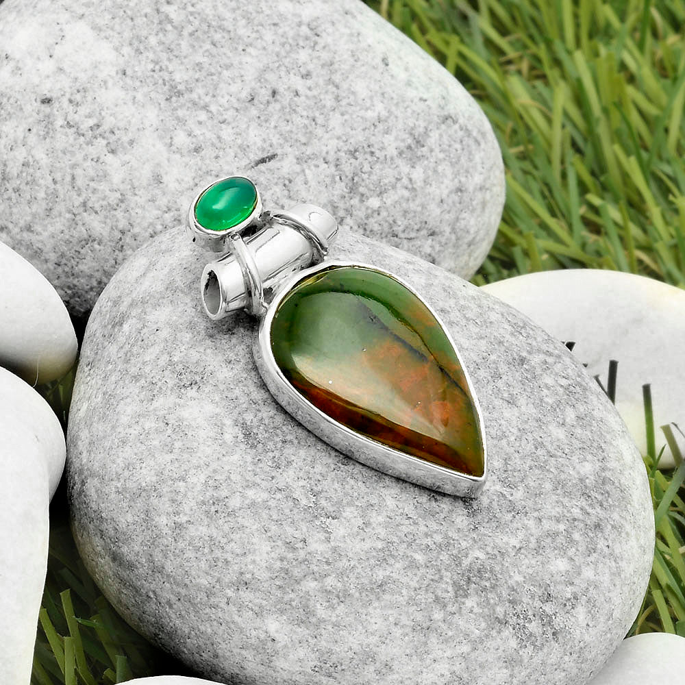 Natural Chrome Chalcedony & Green Onyx Pendant P-1159 SDP117213