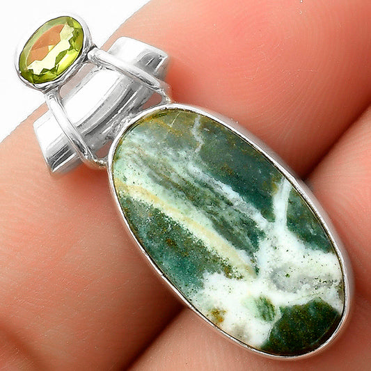 Natural Larsonite Jasper & Peridot Pendant P-1159 SDP117214