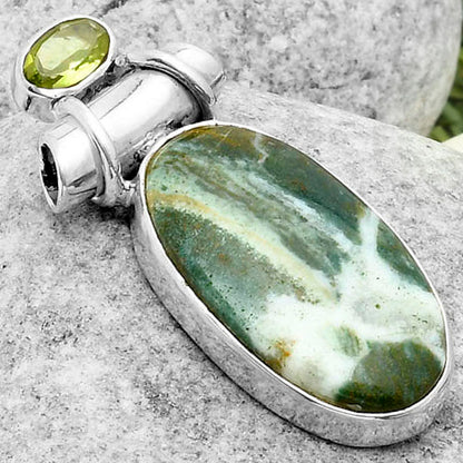 Natural Larsonite Jasper & Peridot Pendant P-1159 SDP117214
