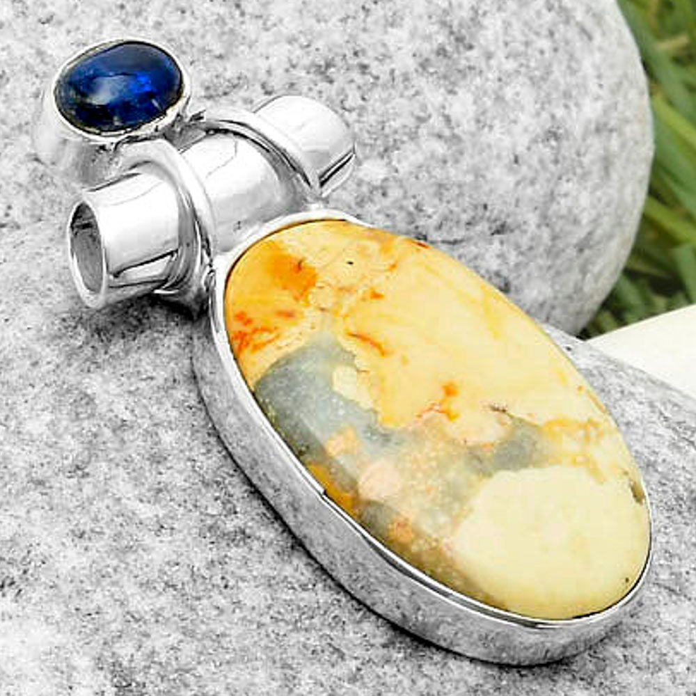 Natural Maligano Jasper & Blue Kyanite Pendant P-1159 SDP117222