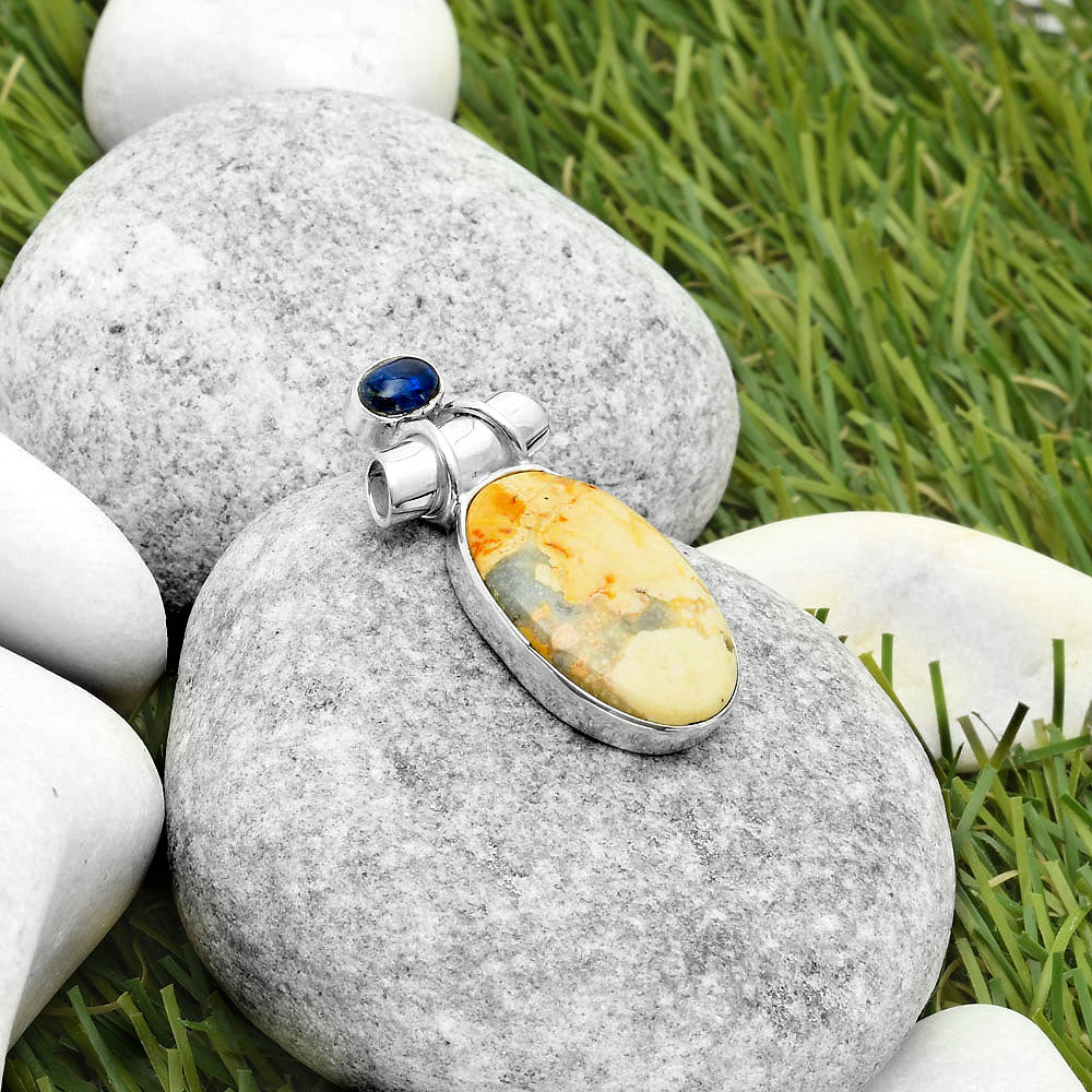 Natural Maligano Jasper & Blue Kyanite Pendant P-1159 SDP117222