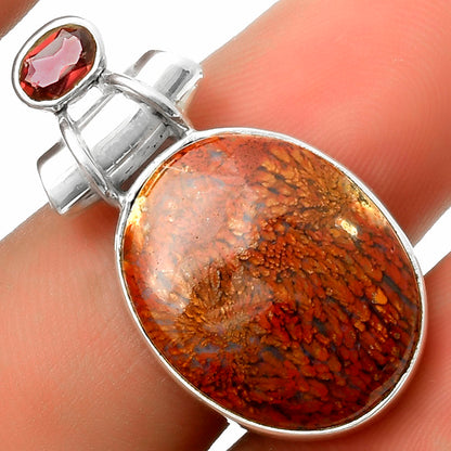 Natural Red Moss Agate & Garnet Pendant P-1159 SDP117225