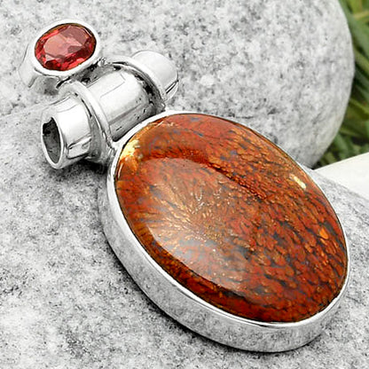 Natural Red Moss Agate & Garnet Pendant P-1159 SDP117225