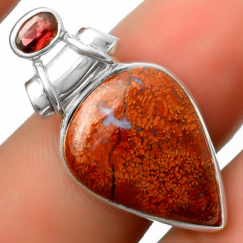 Natural Red Moss Agate & Garnet Pendant P-1159 SDP117234