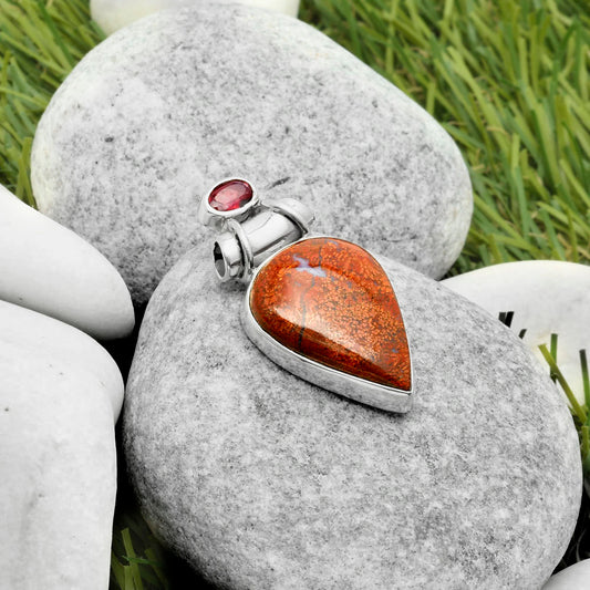 Natural Red Moss Agate & Garnet Pendant P-1159 SDP117234