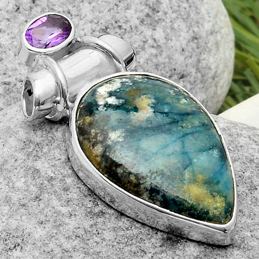 Blue Scheelite - Turkey & Amethyst Pendant P-1159 SDP117240