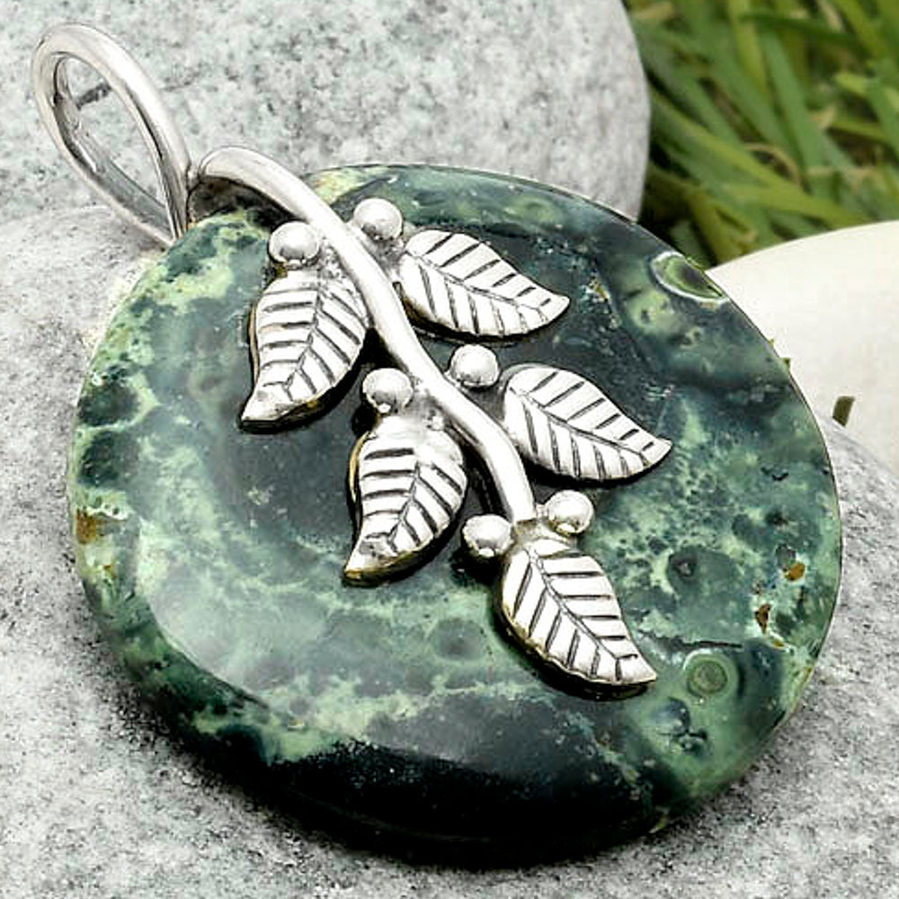 Leaves - Natural Star Galaxy Jasper Pendant P-1291 SDP117253