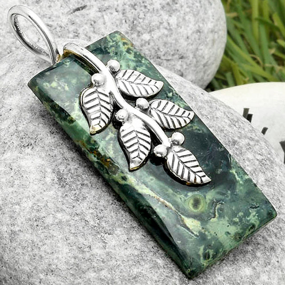 Leaves - Natural Star Galaxy Jasper Pendant P-1291 SDP117255