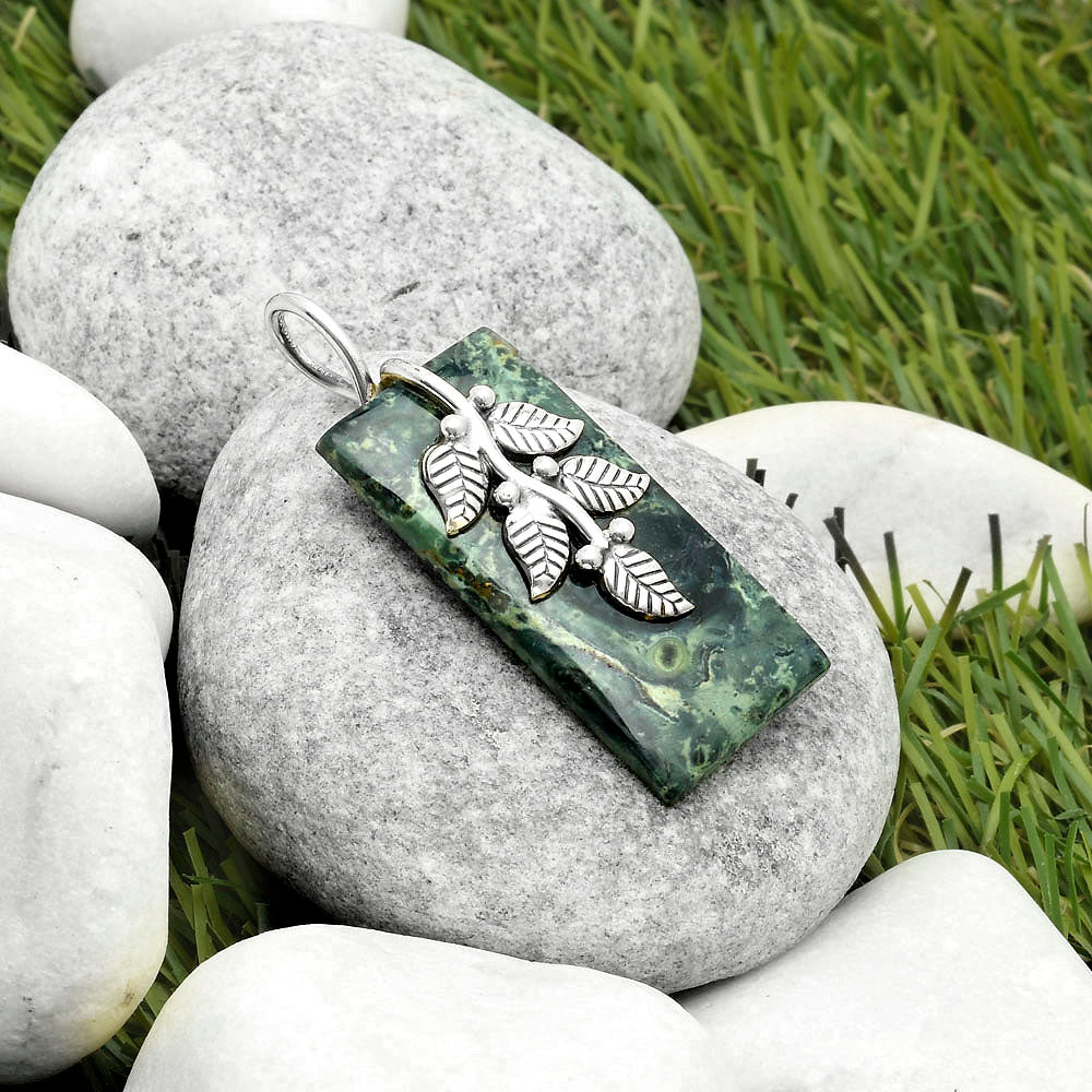 Leaves - Natural Star Galaxy Jasper Pendant P-1291 SDP117255