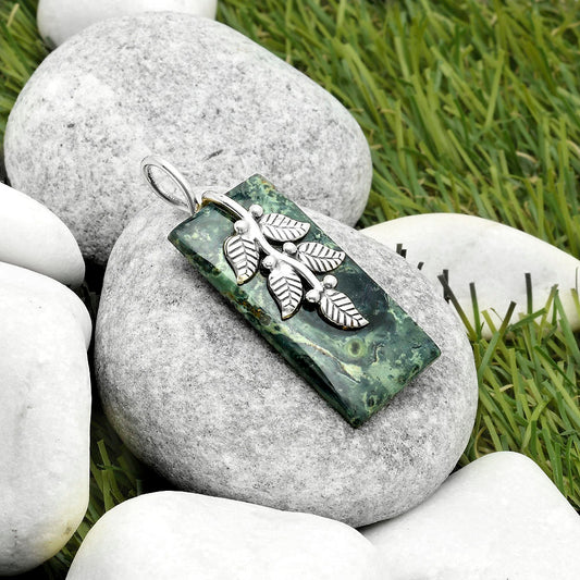 Leaves - Natural Star Galaxy Jasper Pendant P-1291 SDP117255