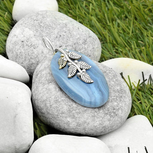 Leaves Blue Lace Agate South Africa Pendant P-1291 SDP117258