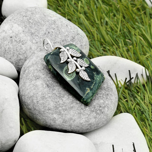 Leaves - Natural Star Galaxy Jasper Pendant P-1291 SDP117260