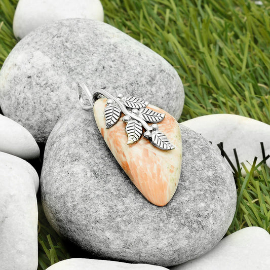 Leaves - Orange Scolecite - India Pendant P-1291 SDP117276