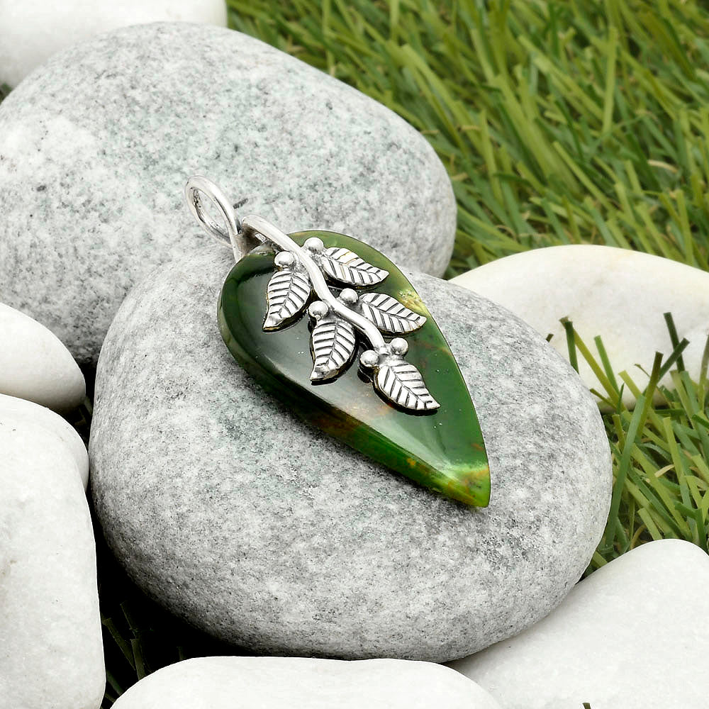 Leaves - Natural Chrome Chalcedony Pendant P-1291 SDP117281