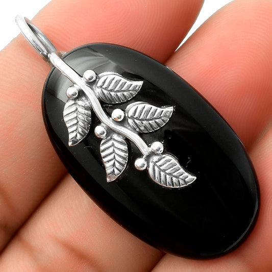 Leaves - Natural Black Onyx - Brazil Pendant P-1291 SDP117284
