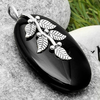 Leaves - Natural Black Onyx - Brazil Pendant P-1291 SDP117284