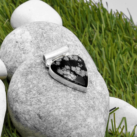 Natural Snow Flake Obsidian Pendant P-1259 SDP117429