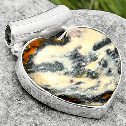 Heart Natural Indian Blanket Jasper Pendant P-1259 SDP117438