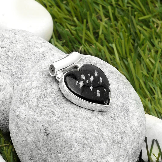 Natural Snow Flake Obsidian Pendant P-1259 SDP117440