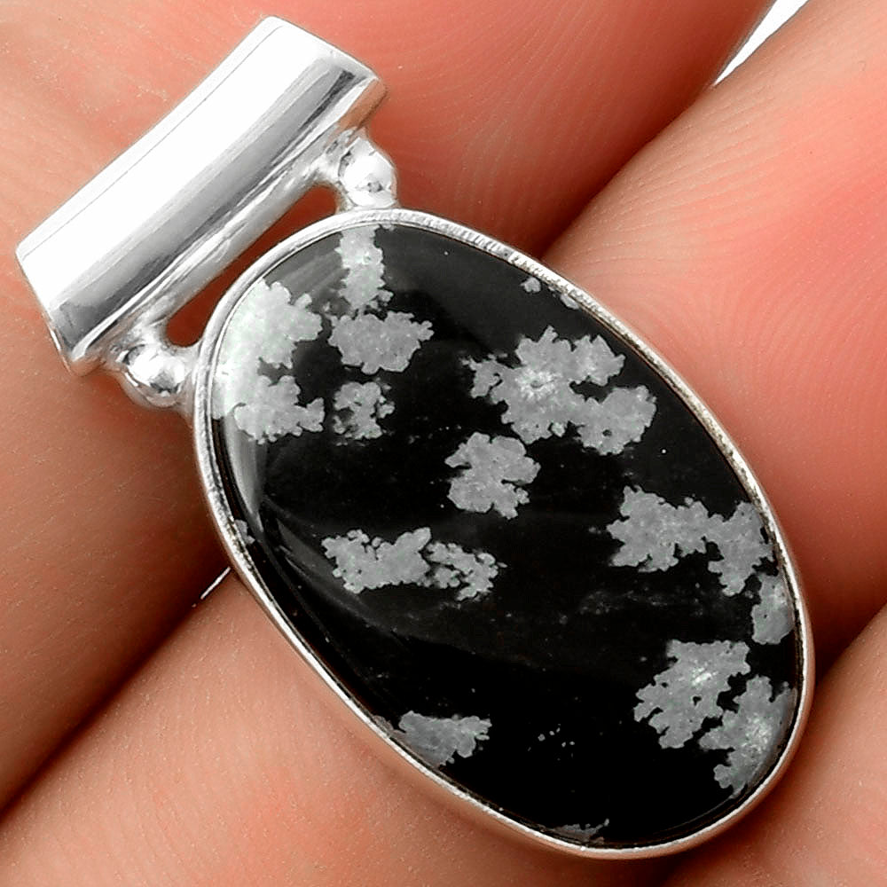 Natural Snow Flake Obsidian Pendant P-1259 SDP117450