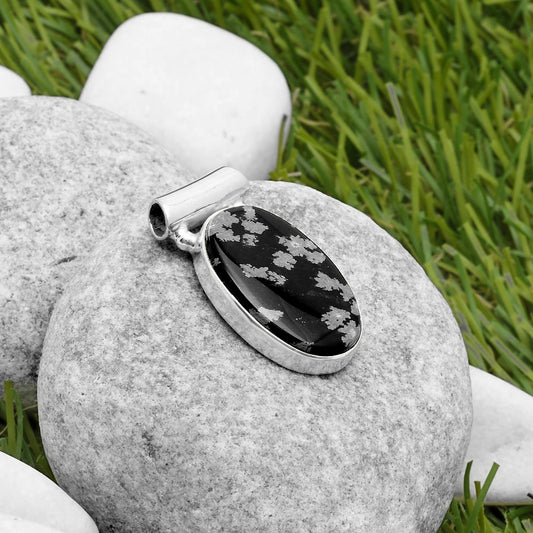 Natural Snow Flake Obsidian Pendant P-1259 SDP117450