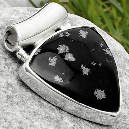 Natural Snow Flake Obsidian Pendant P-1259 SDP117455