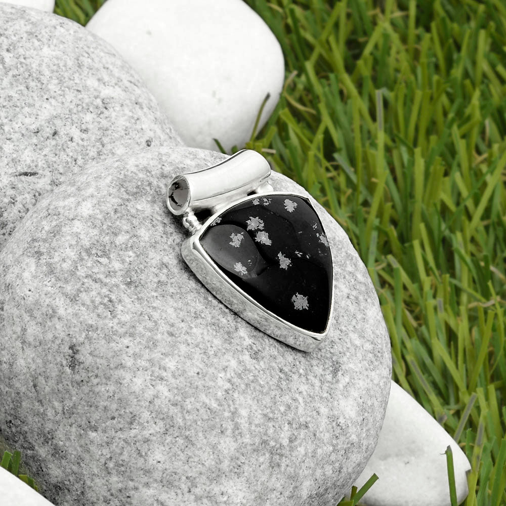 Natural Snow Flake Obsidian Pendant P-1259 SDP117455