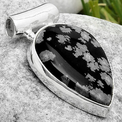 Natural Snow Flake Obsidian Pendant P-1259 SDP117459