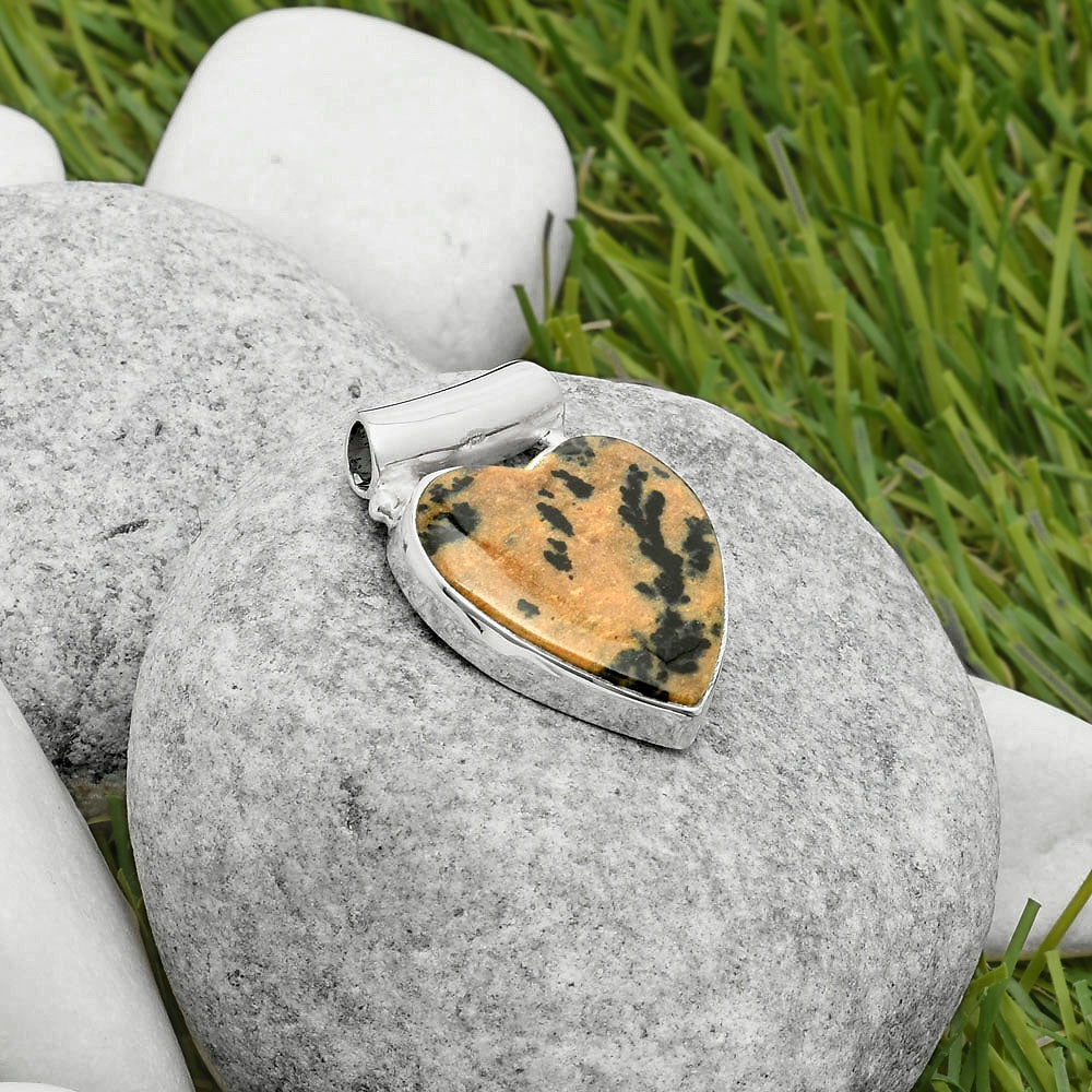 Heart Russian Honey Dendrite Opal Pendant P-1259 SDP117463