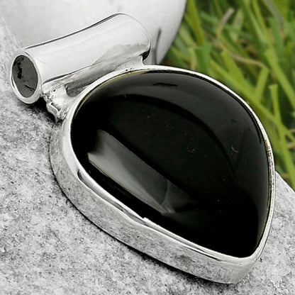 Natural Black Onyx - Brazil Pendant P-1259 SDP117475