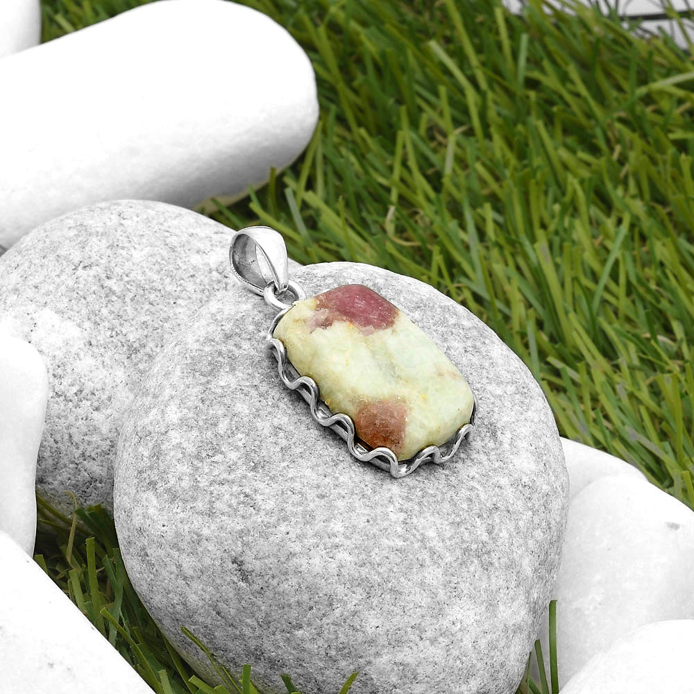 Natural Pink Tourmaline in Quartz Pendant P-1624 SDP117609