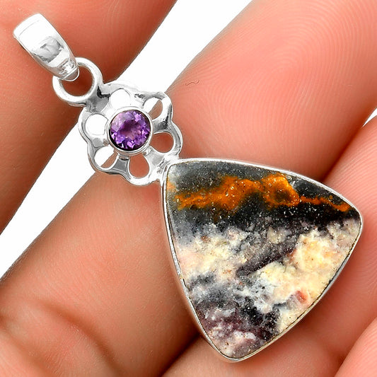 Indian Blanket Jasper & Amethyst Pendant P-1634 SDP117633