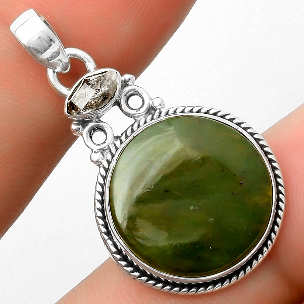 Chrome Chalcedony & Herkimer Diamond Pendant P-1282 SDP117635