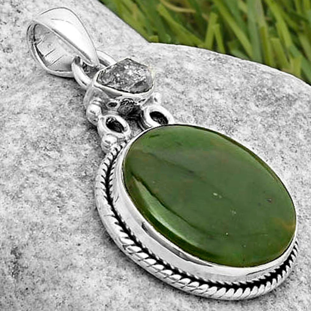 Chrome Chalcedony & Herkimer Diamond Pendant P-1282 SDP117635