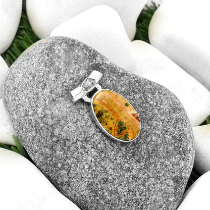 Moroccan Yellow Jacket Jasper & Herkimer Diamond Pendant P-1300 SDP117767
