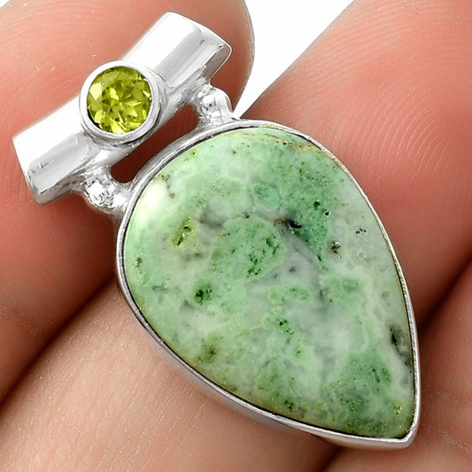 Natural Larsonite Jasper & Peridot Pendant P-1300 SDP117769