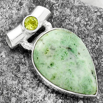 Natural Larsonite Jasper & Peridot Pendant P-1300 SDP117769
