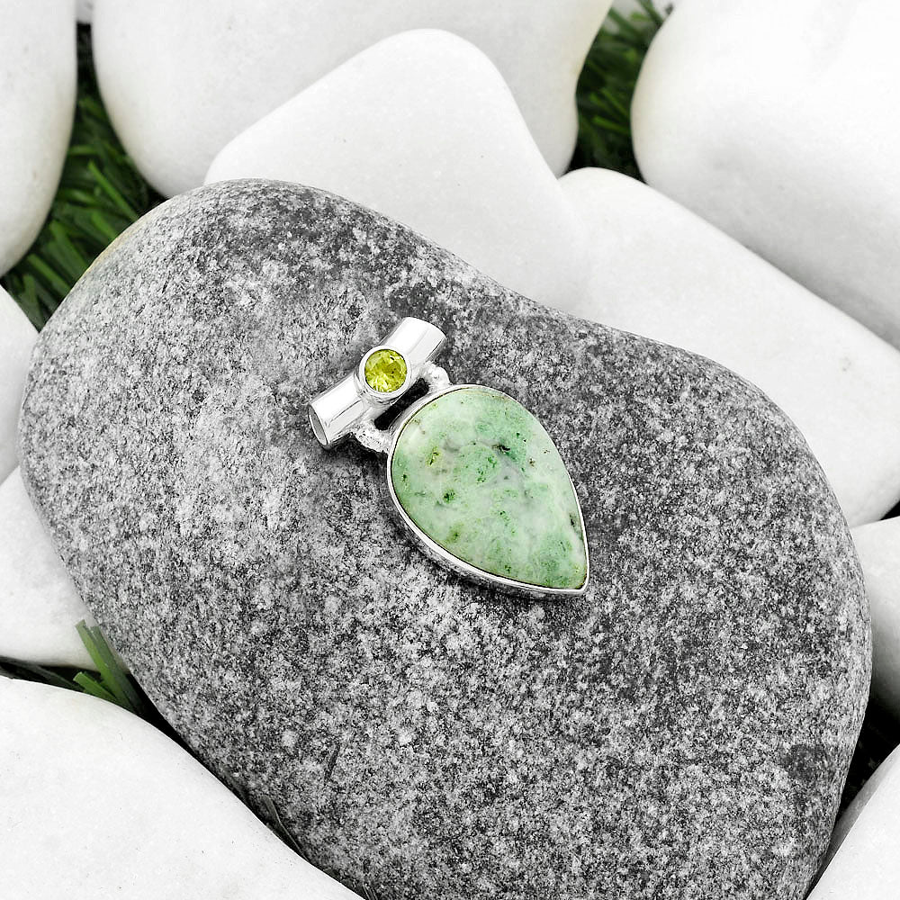 Natural Larsonite Jasper & Peridot Pendant P-1300 SDP117769