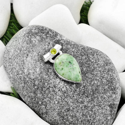 Natural Larsonite Jasper & Peridot Pendant P-1300 SDP117769