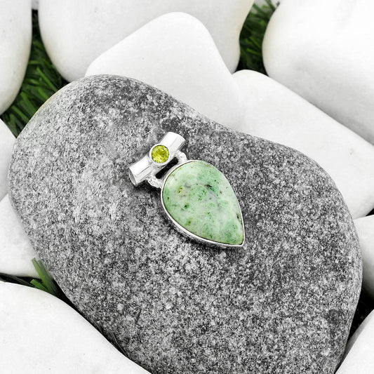 Natural Larsonite Jasper & Peridot Pendant P-1300 SDP117769