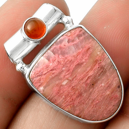 Natural Pink Tulip Quartz & Carnelian Pendant P-1300 SDP117770