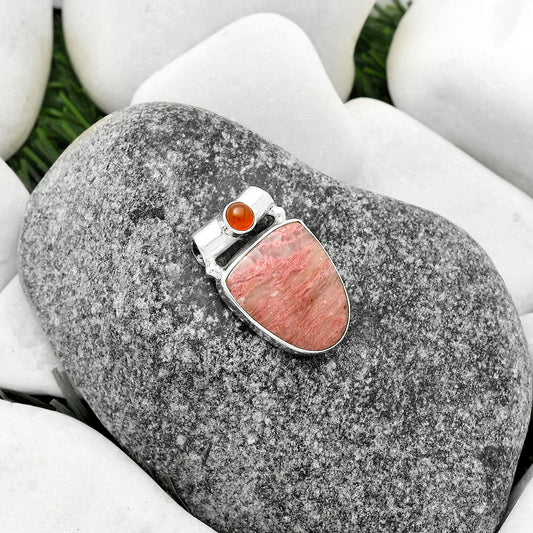 Natural Pink Tulip Quartz & Carnelian Pendant P-1300 SDP117770