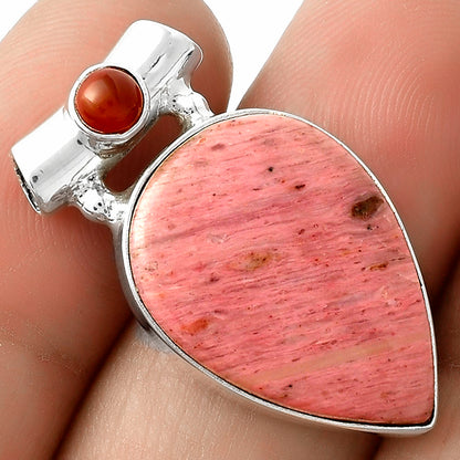 Natural Pink Tulip Quartz & Carnelian Pendant P-1300 SDP117787