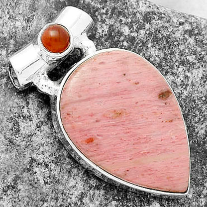 Natural Pink Tulip Quartz & Carnelian Pendant P-1300 SDP117787