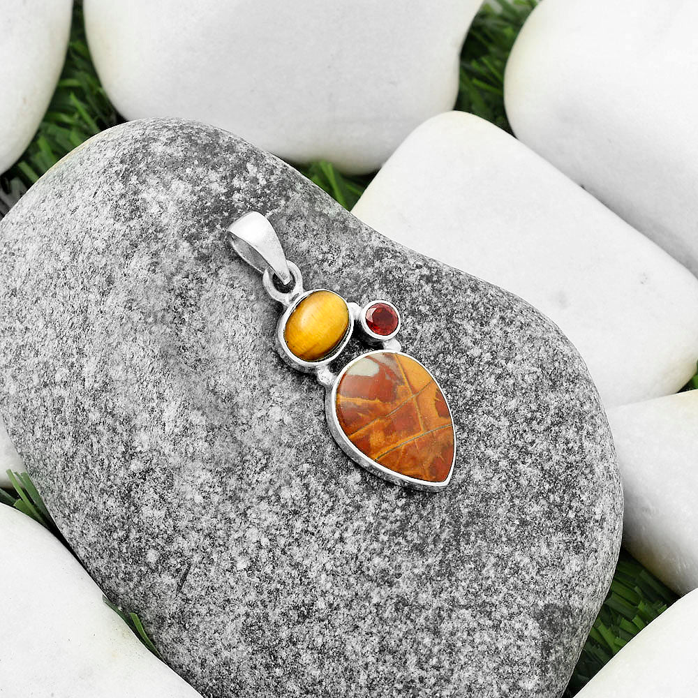 Noreena Jasper, Tiger Eye & Garnet Pendant P-1203 SDP118084