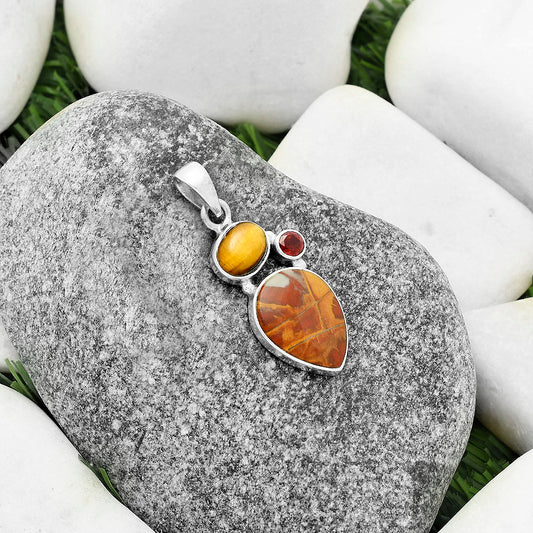 Noreena Jasper, Tiger Eye & Garnet Pendant P-1203 SDP118084