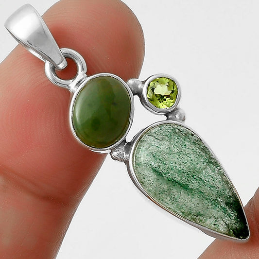 Green Aventurine, Chrome Chalcedony & Peridot Pendant P-1203 SDP118090