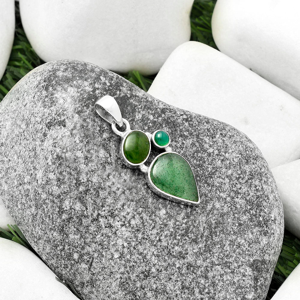 Green Aventurine, Chrome Chalcedony & Peridot Pendant P-1203 SDP118119