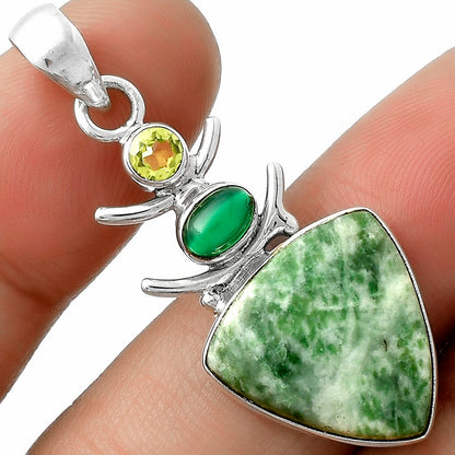 Natural Dioptase, Green Onyx & Peridot Pendant P-1593 SDP118125