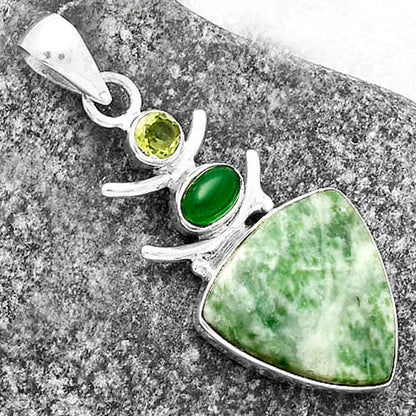 Natural Dioptase, Green Onyx & Peridot Pendant P-1593 SDP118125